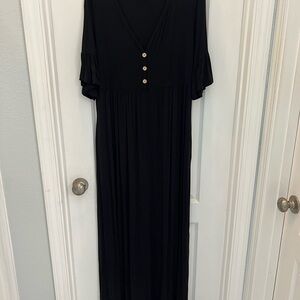 Pinkblush Black Buttoned Maxi Dress